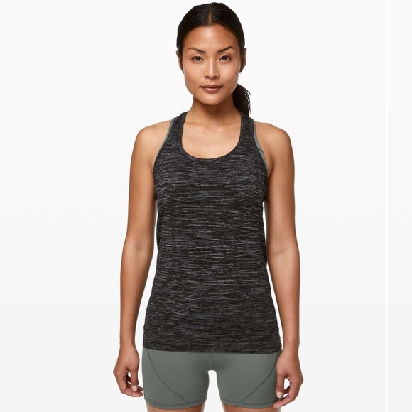Lululemon Swiftly Speed Racerback Black and Gray Tank Top size 6 - Picture 1 of 6